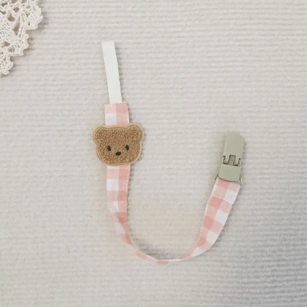 

Embroidery Baby Cloth Pacifier Chain Bear Adjustable Soother Holder Lattice Teether Toys Straps Nipple Holder Clips Toddler