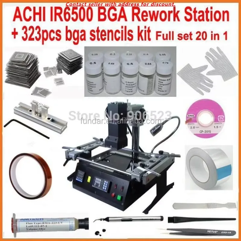 

Original ACHI IR6500 Bga Rework Station + 323pcs Bga Stencils Solder Flux Reball Station Completely 20 In 1 Bga Reballing Kit