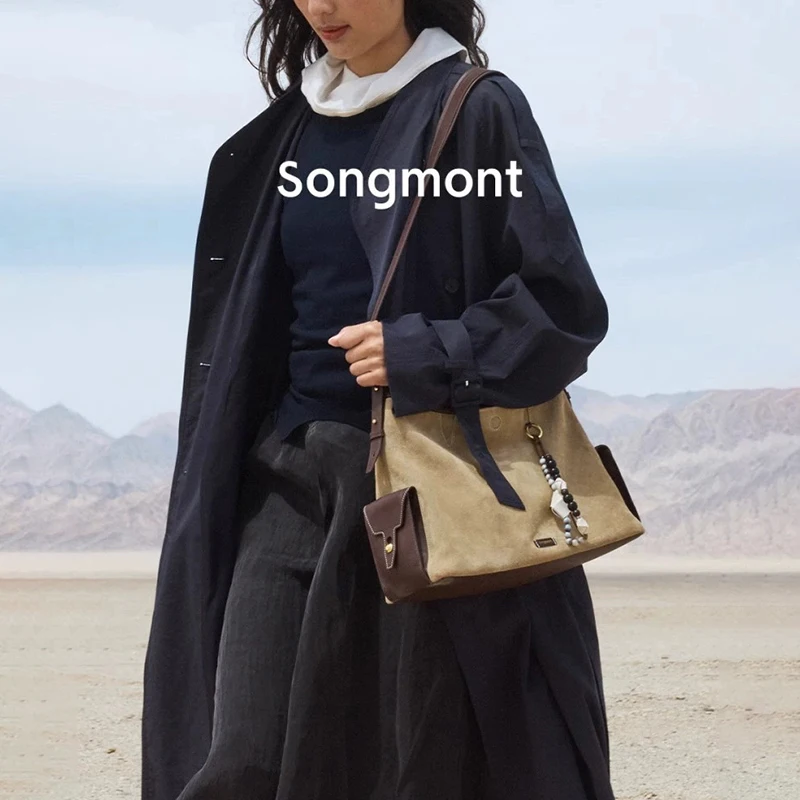 

Модная новая сумка Songmont из натуральной кожи с большой вместимостью, простая и универсальная, на одно плечо, через плечо.