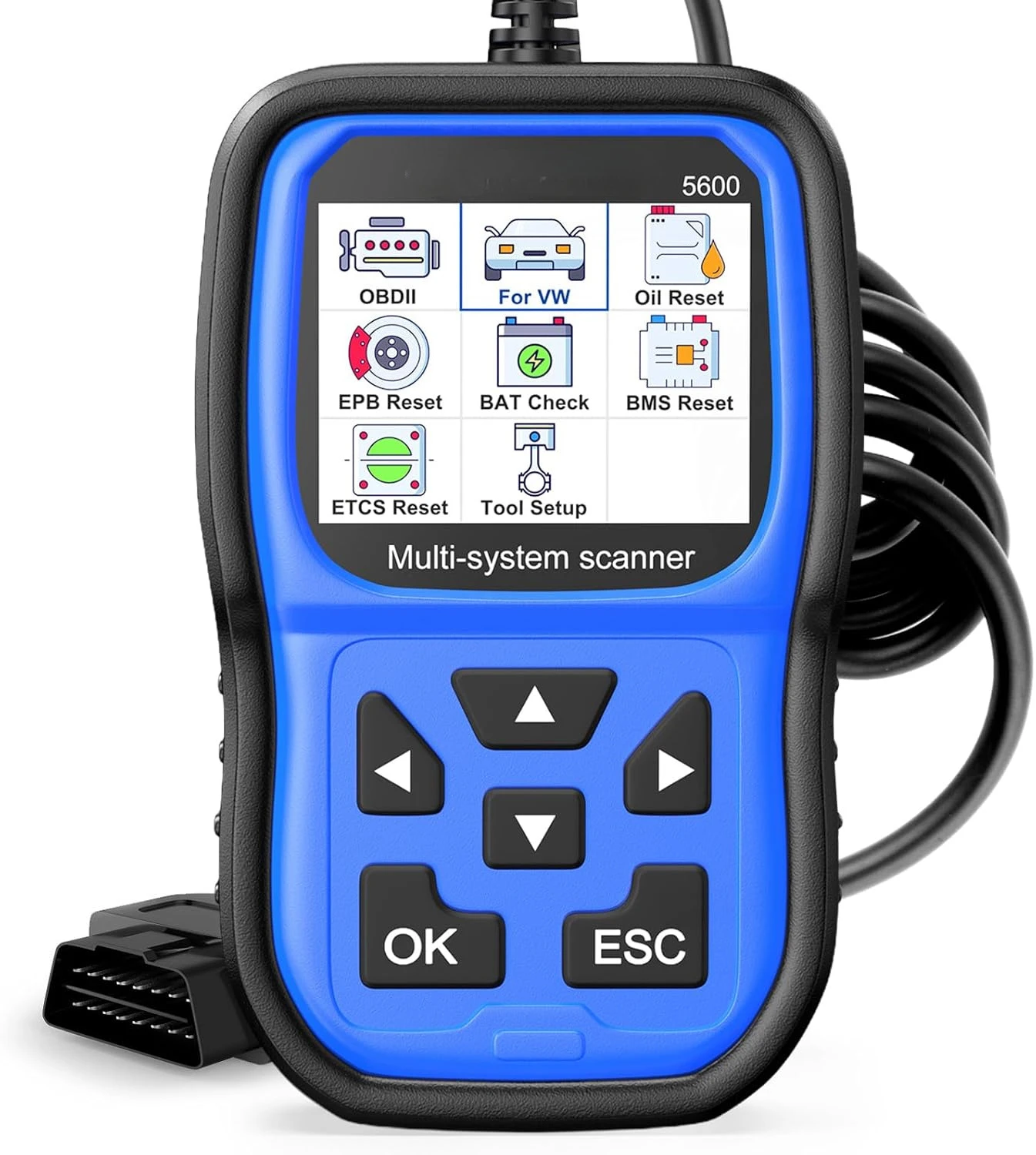 5600P+ OBD2 Scanner fit for Volkswagen Audi VW Skoda Seat VAG Scan Tool Check Engine Light EPB ABS SRS Code Reader with Battery