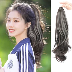 Ponytail Brown-black Highlighted White Tea Black Long Wavy Curly Ponytail Suitable For Ladies Daily Wear Fashionable Wig