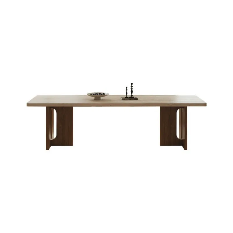 

French retro, Roman travertine rock slab dining table in the ancient style, household rock slab solid wood dining table