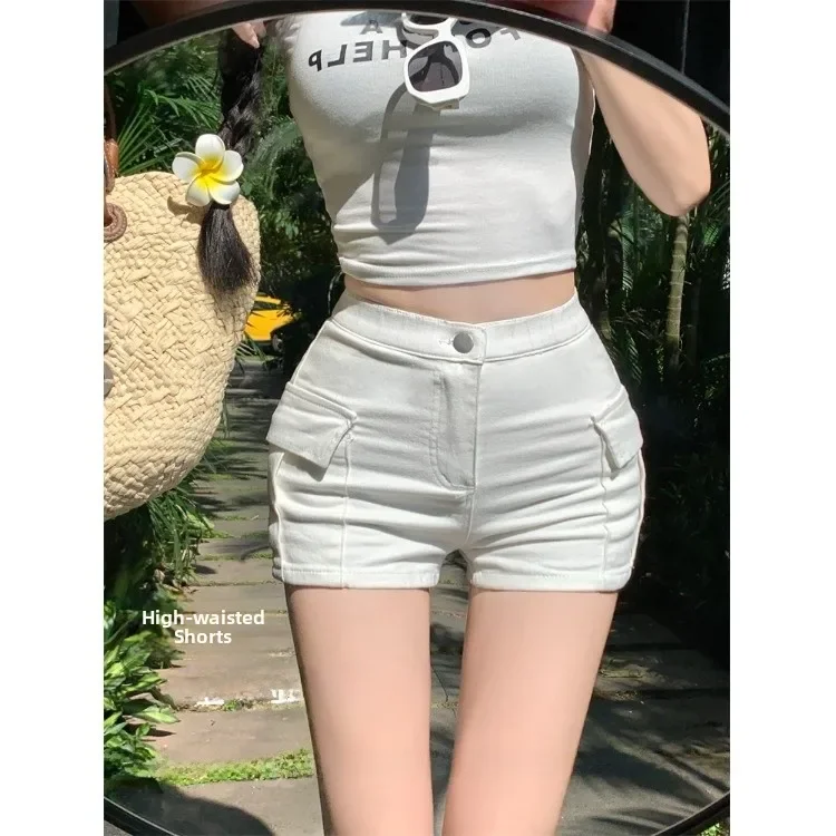 High Waist Slimming ort Casual Pants Women's Summer 2025 New Sle Trendy Girl Double ket Plump Hip Straight Leg Pants