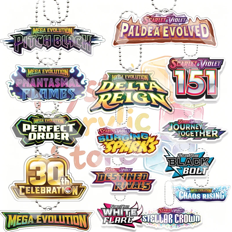 

Anime TCG Scarlet Violet Mega Evolution Series Logo Acrylic Keychain Cartoon Game Card Keyring Backpack Pendant Fans Accessory