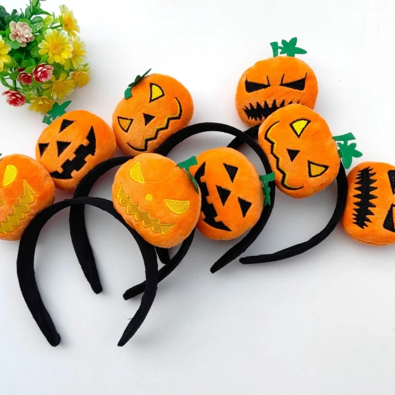 634C Halloween Abóbora Headwear Aro de Cabelo Tecido Macio Fofo Tiara de Desenho Animado para Decorações de Festa de Abóbora