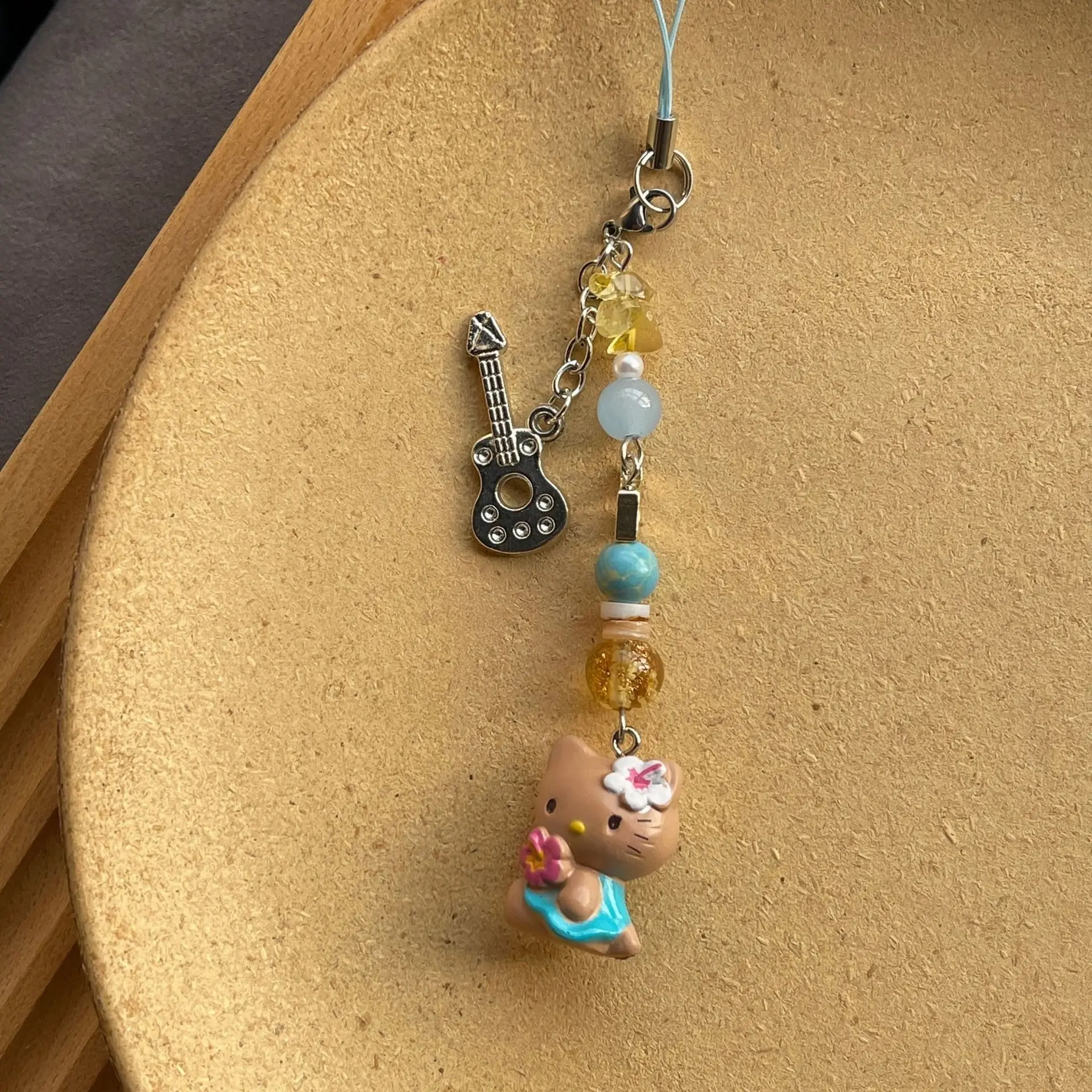 Kawaii Hawaii Hello Kitty Handmade Beaded Phone Chain Girl Sweet Cute Backpack Pendant Keychain Cartoon Decorative Holiday Gifts