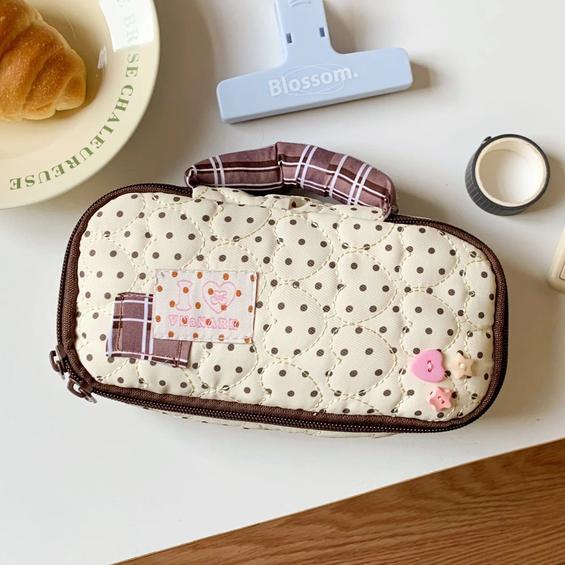 Cute Japanese Style Pencil Tote Ins Fashion Large Capacity Makeup Bag for School Girls Kawaii Aesthetic Stationery Organizer - view 2