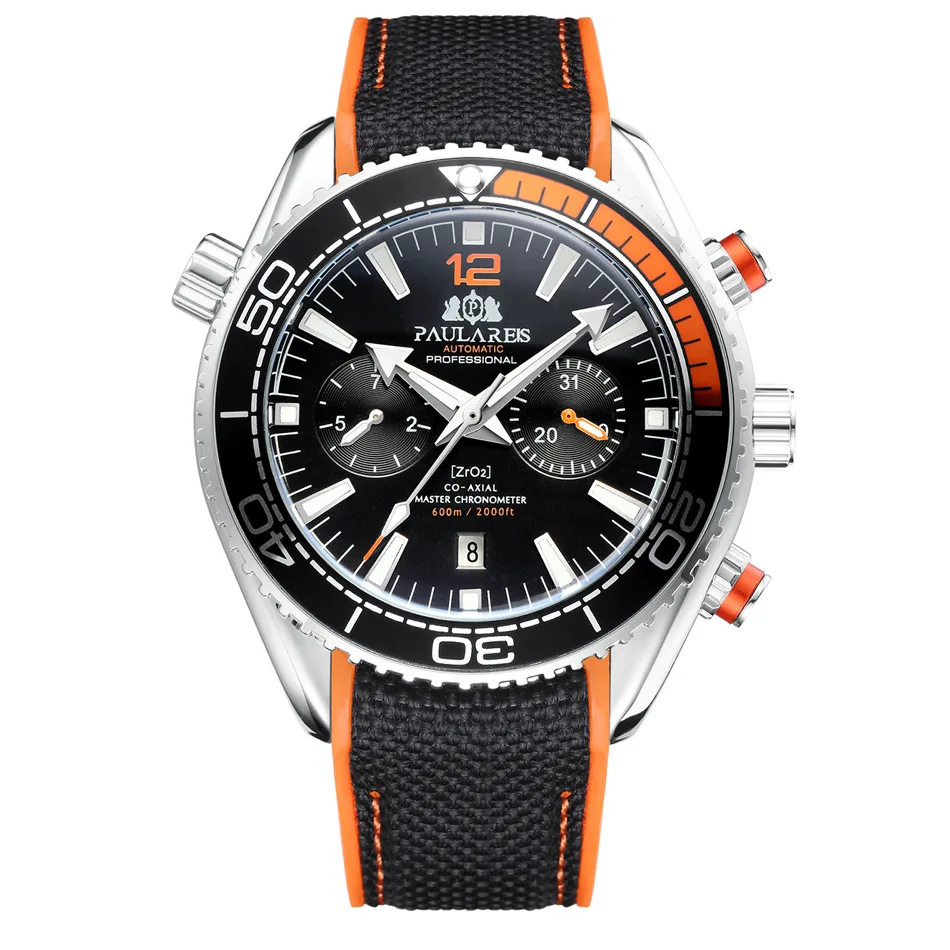 PAULAREIS P Luxus Männer Automatische Selbst Wind Mechanische Uhr für Männer Kautschukband Wasserdicht Leucht Datum Mode Herren Uhren 7