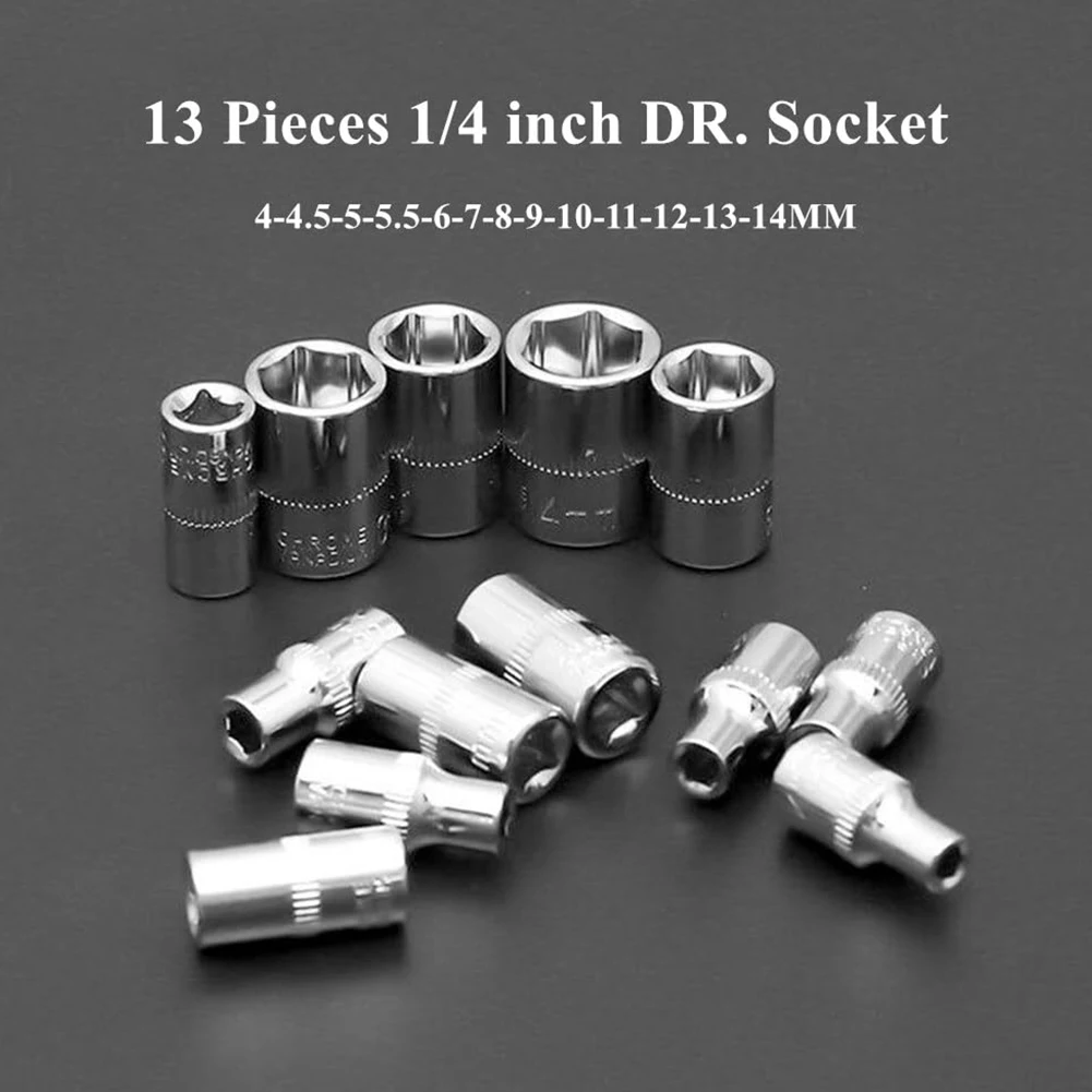 46pcs 1/4 Inch Drive Socket Ratchet Wrench Set Screwdriver Socket Bit Set With Storage Case For Auto Repairing & Household