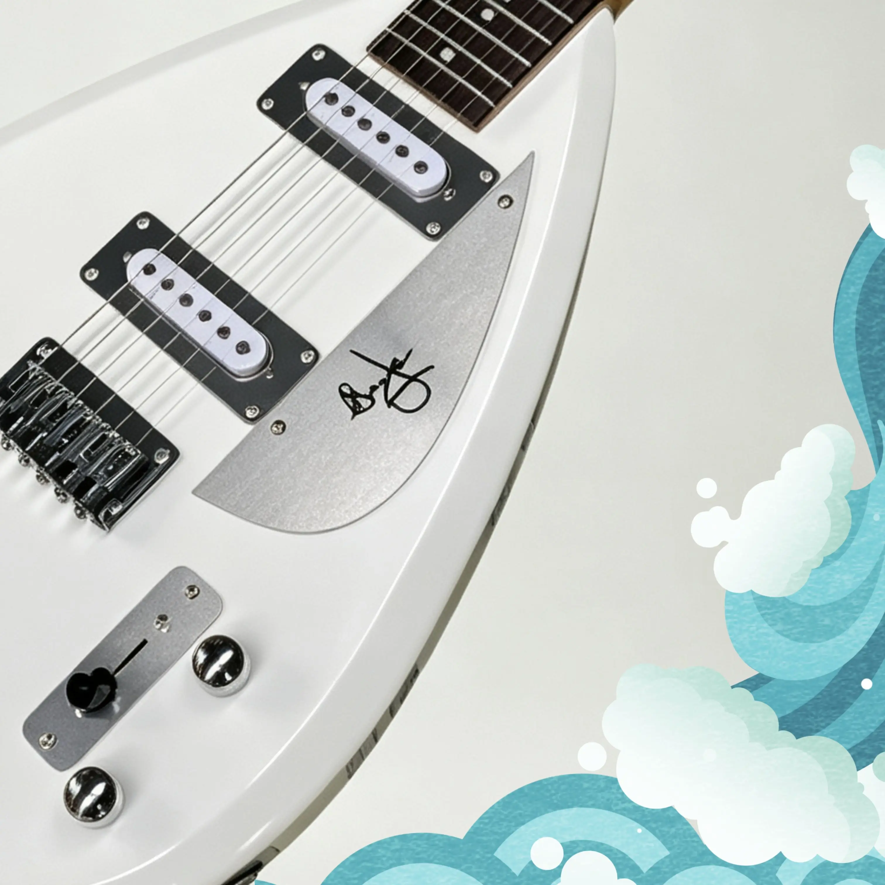 6-String White Electric Guitar Silver Signature Pickguard,Rosewood Fretboard Guitars,Rock-Style Design Guitarra