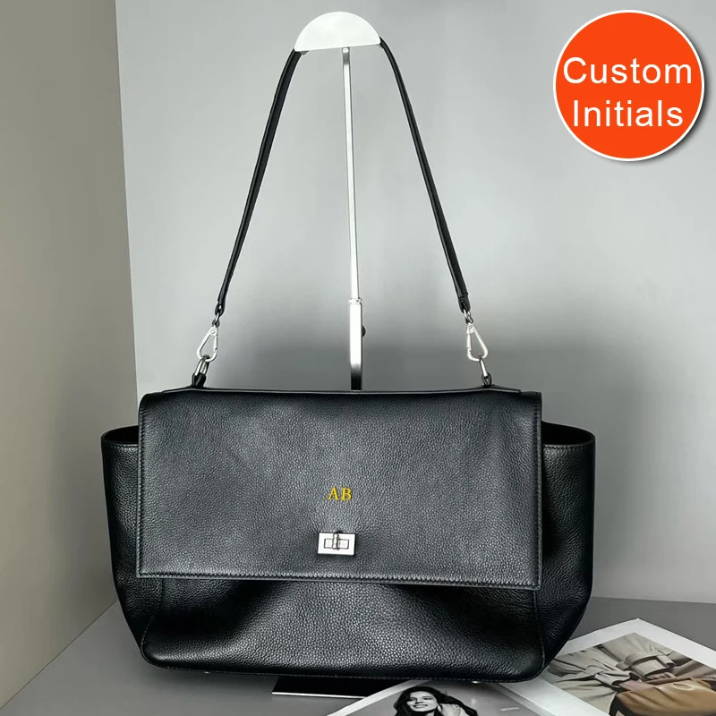 

Custom Initials Genuine Leather Box Bags For Women Luxury Designer Handbag And Purses 2025 New In Cowhide Lock Underarm Shoulder
