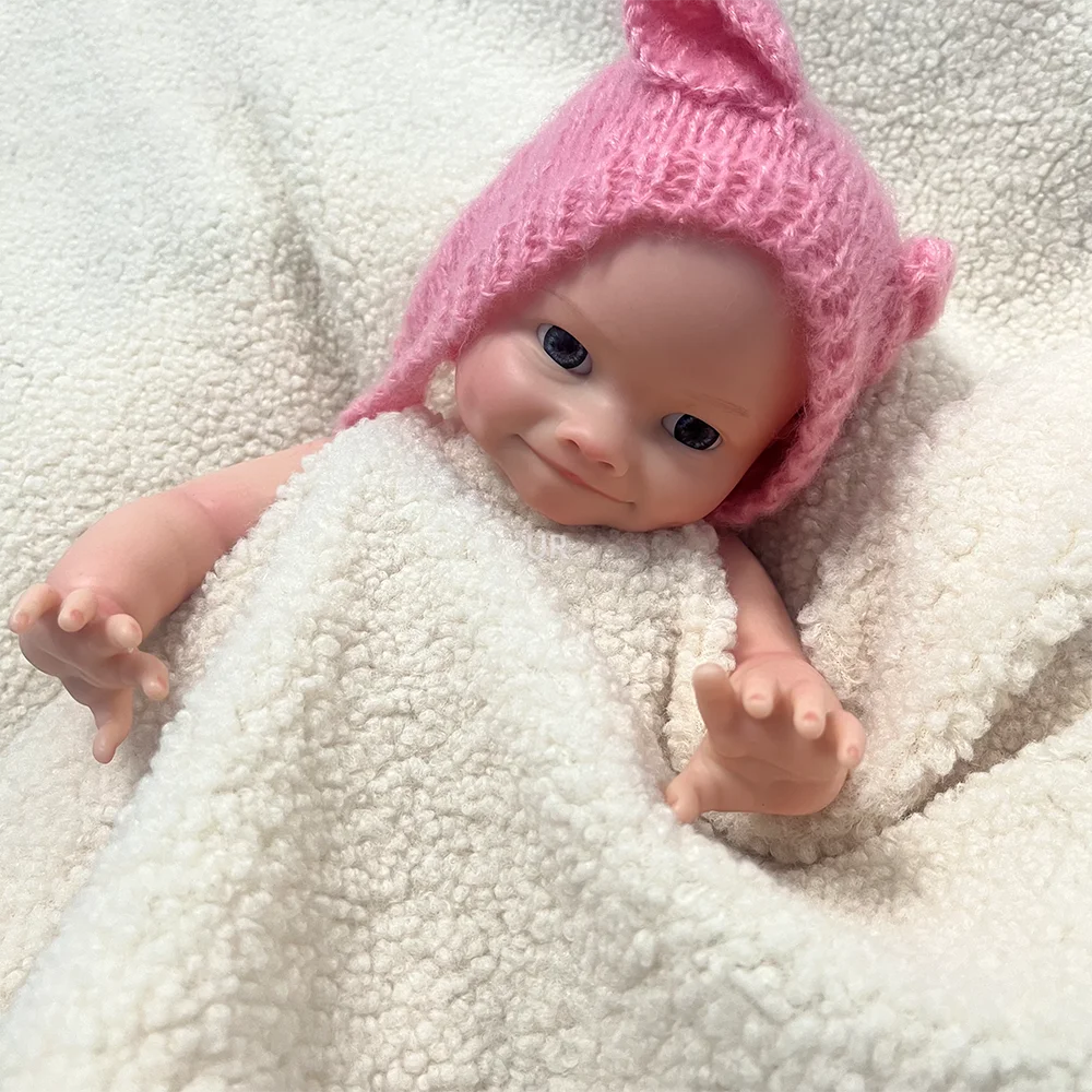 16" Realistic Reborn Doll Full Platinum Silicone Cute Smiling Face Newborn Baby Girl Lifelike Baby Rebirth Toy