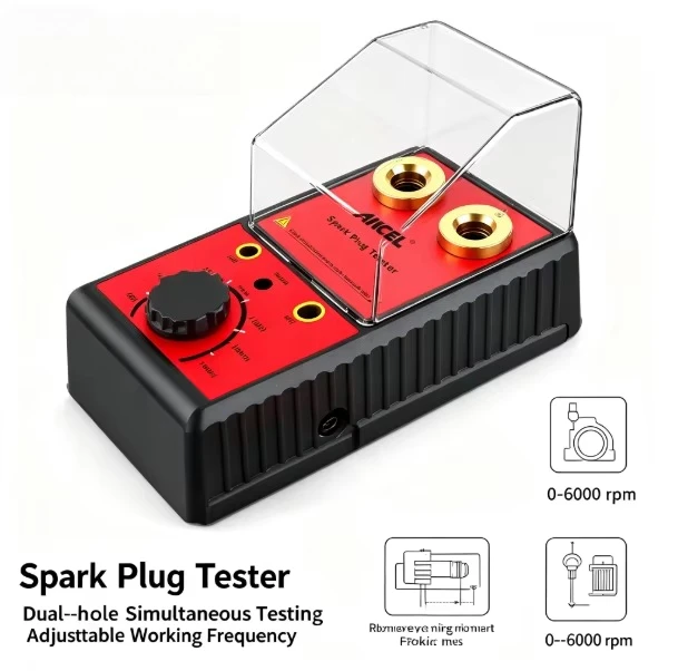 ANCEL SP02 100-240V Spark Plug Tester Dual-Hole Ignition Performance Diagnostic Tool 1000-6000RPM Analog with Protective Cover