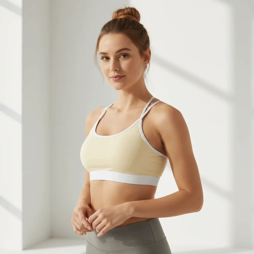 Simple Jogging Cross Belt Women's Sports Yoga Bra Shockproof Anti-shake Yoga Underwear Lingerie Brassiere Seamless Vest Yoga Gym