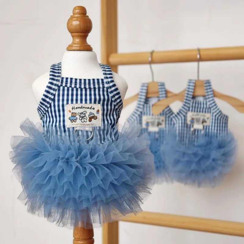 

Ins Denim Princess Dress Pet Spring Camisole Dress Cute Mesh Puff Skirt Teddy Vest Dog Dresses for Small Dogs Puppy Clothes