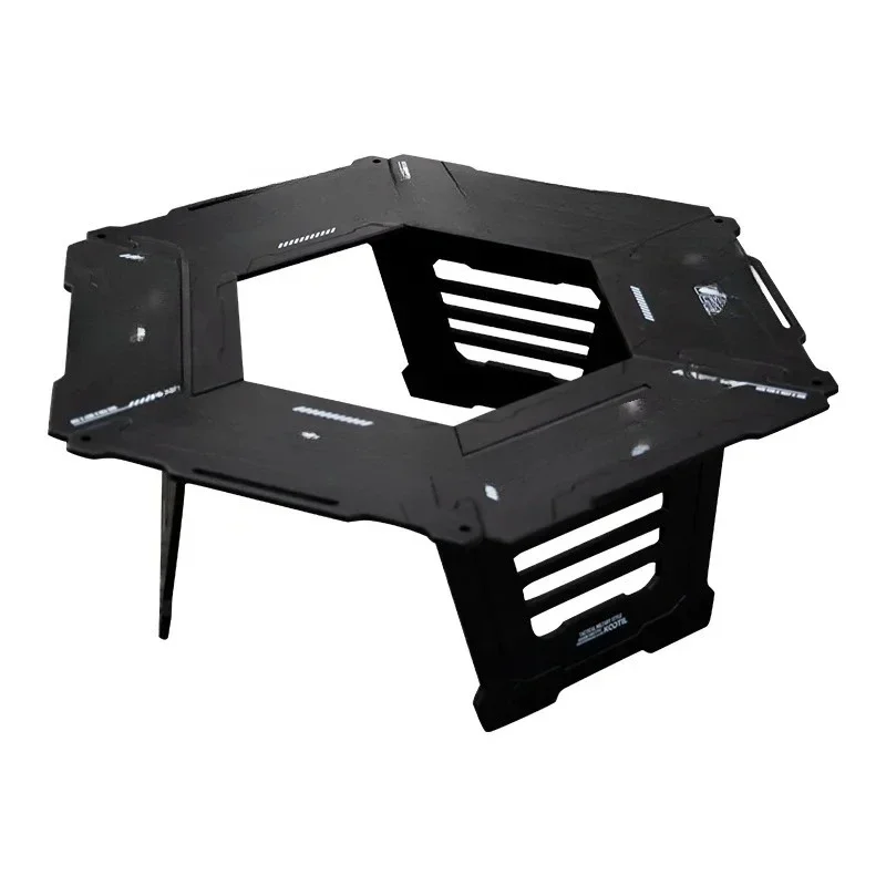 multi-functional sliding hexagonal round table barbecue table camping removable folding table