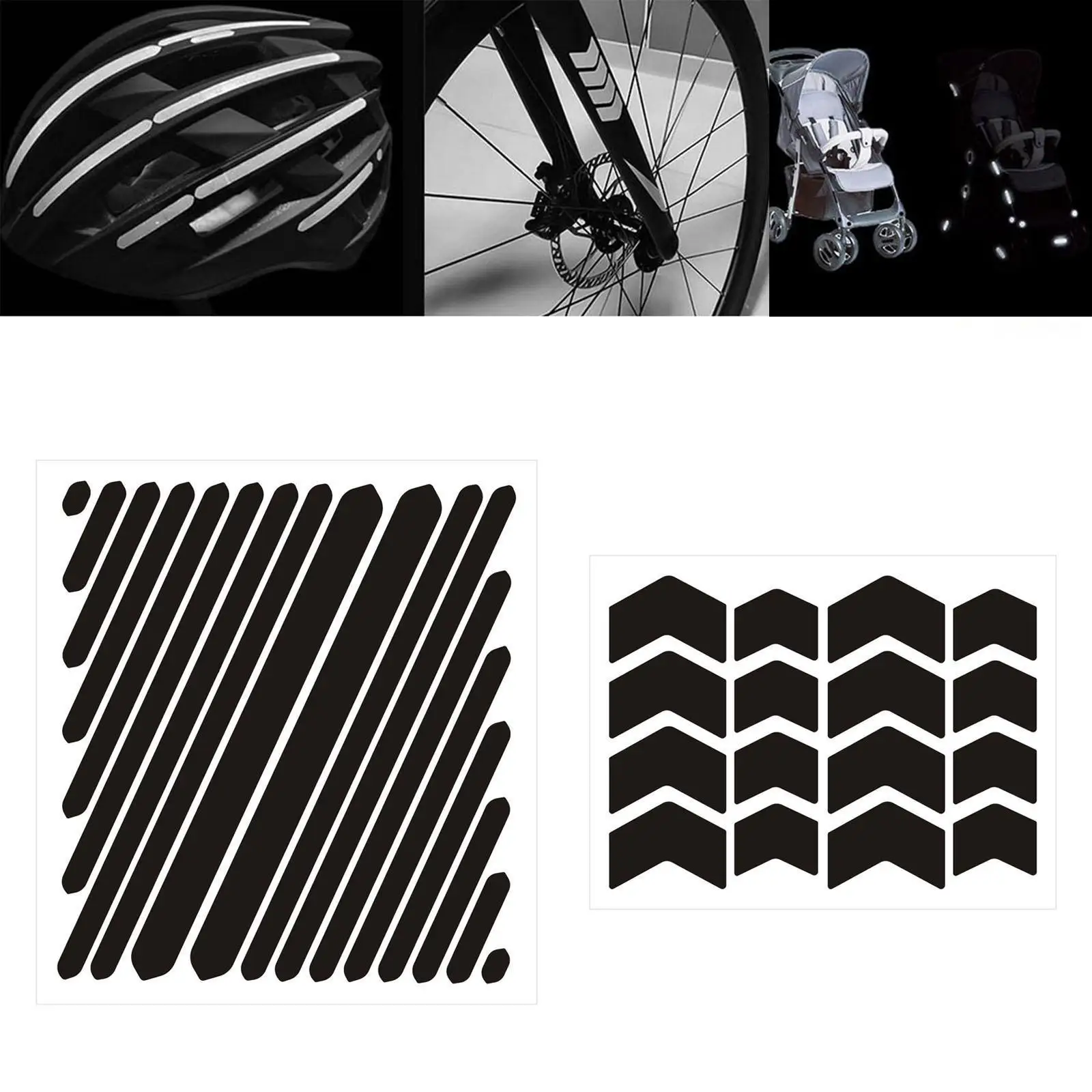 

Комплект светоотражающих наклеек для велосипеда и мотоцикла, гибкие водонепроницаемые универсальные для шлемов, заборов, черные наклейки, предупреждающие светоотражающие полосы