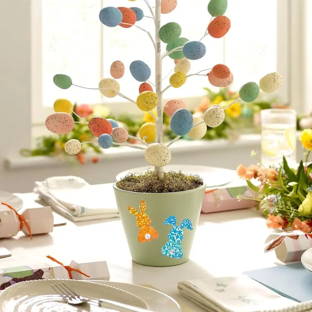 

Golden Paper Easter Stickers Round Shape Cartoon Design Egg Stickers Self Adhesive Adhesive Stickers Home Decoration