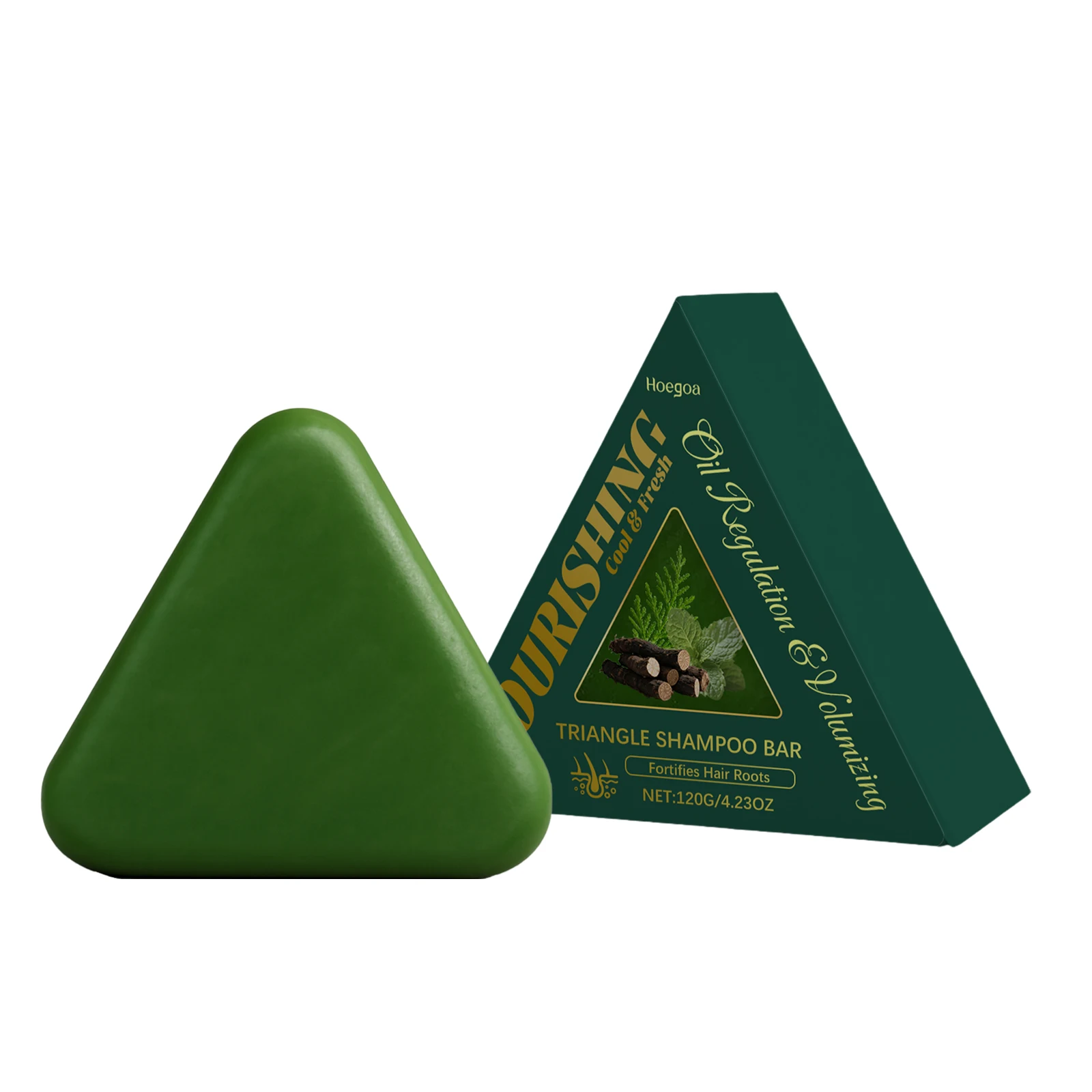 Triangle Green Hair Growth Soap Nourish Hair Roots Improve Dry Frizzy Damaged Hair Repair Regulate Grease Anti Hair Loss Shampoo view 2