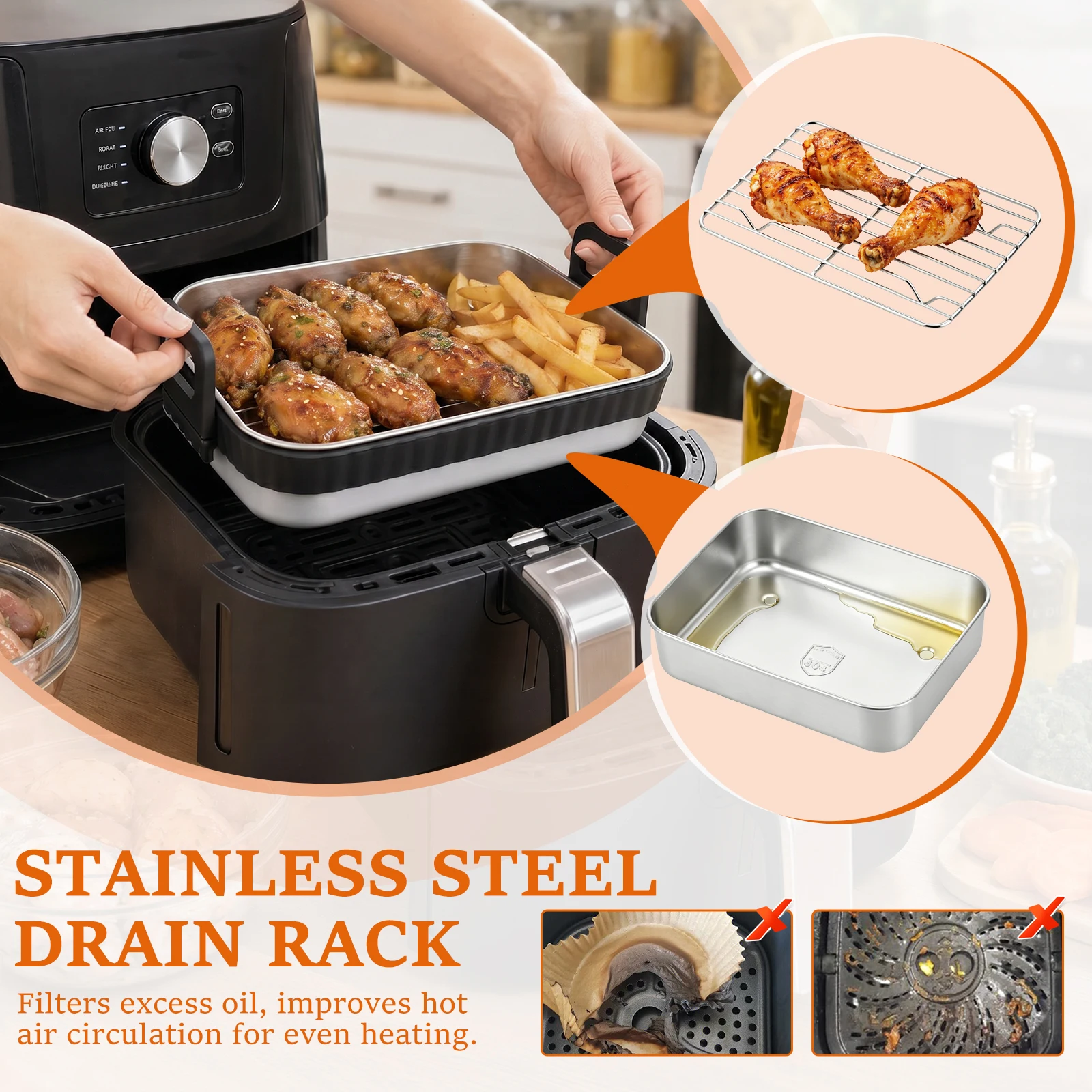 Противень из нержавеющей стали – обзор и цена Air Fryer Accessories