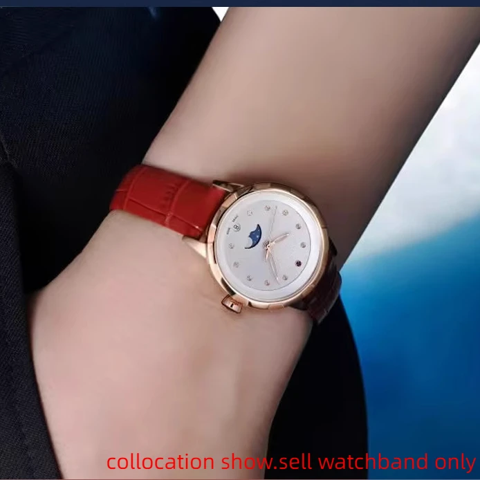 ل ل لونجين سواروفسكي غوتشي تيسو 12 14 16 18 مللي متر النساء أحمر أبيض أزرق أسود جلد طبيعي حزام الساعات رقيقة الأدمة حزام ساعة اليد