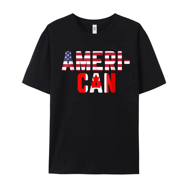 100% Cotton Fabric Mens Short Sleeve American Canadian Flag T-Shirt America Tshirts Hip hop Tops Tees Latest O-Neck Tee-Shirt