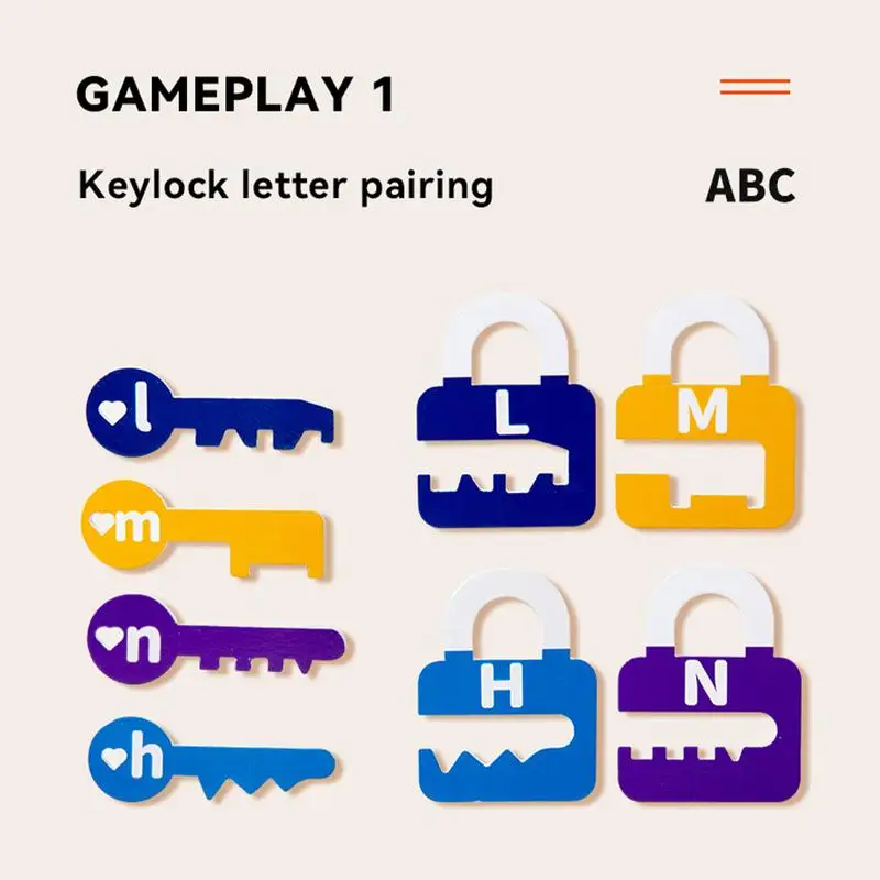 Alfabeto Matching Game Wood Letter Recognition Keys And Locks Matching Game forniture per lo sviluppo precoce Educational prescolare