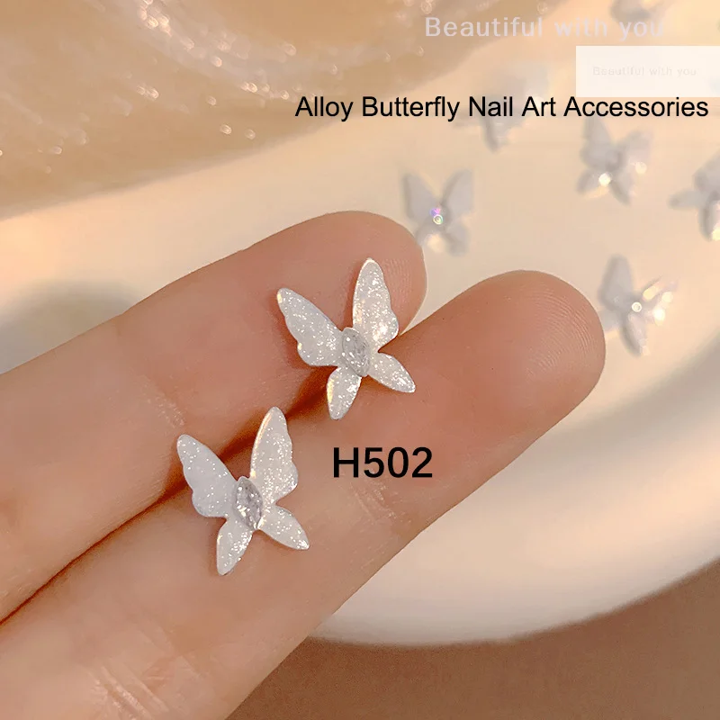 

5pcs Butterfly Nail Charms Alloy 3d Butterfly Nail Rhinestones Shiny Jewelry For Nail Art Decorations