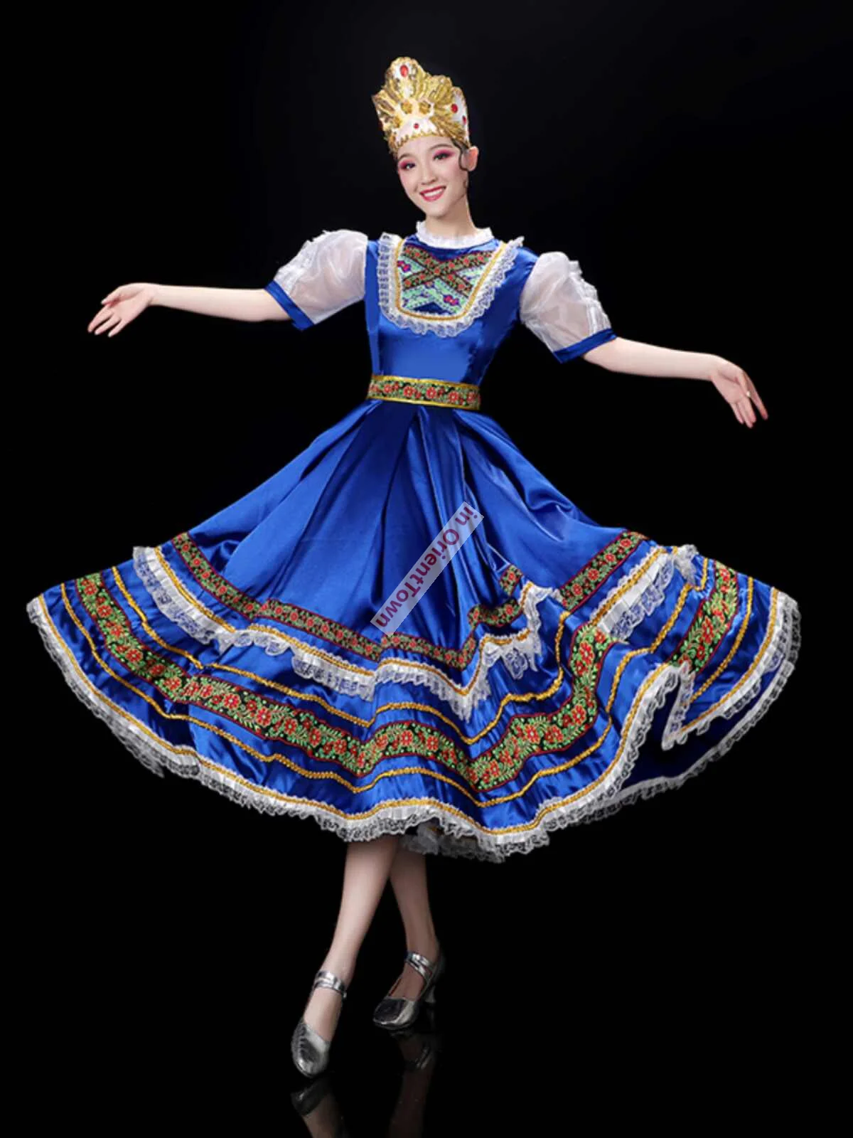 الروسية العرقية كرنفال حفل الافتتاح الملابس الرقص خادمة زي الكبار قصر المحكمة افتتاح أداء الرقص فستان كبير