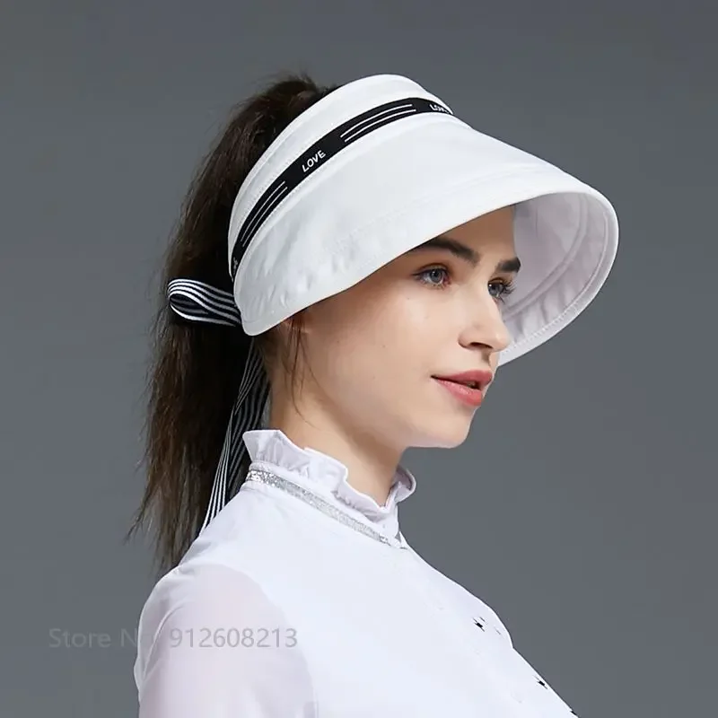 Love Golf Ladies Sports Sun Visor Hats Sunscreen Golf Caps Women Anti-UV Foldable Empty Top Bucket Hat Wide Brim Fisherman Caps