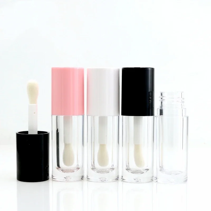 Lip Gloss Tube 6ml Large Brush Rod Circular Transparent Simple Pink Cap Lipstick ABS Glaze Empty Split Bottle Home Outdoor Use