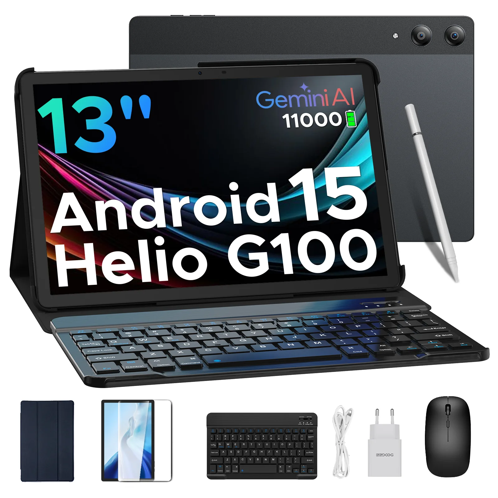 2-in-1 tablet PC DOOGEE Tab E3 Pro 13 inch Android 15 Gemini AI 32GB RAM (8 + 24) 256GB batterij mAh Helio G100