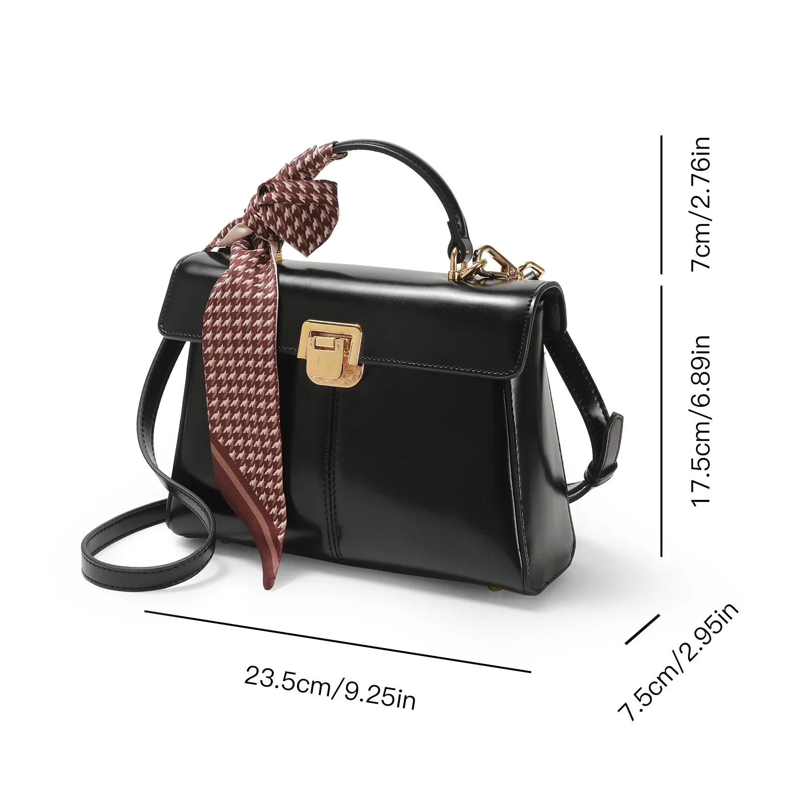 ITAMOOD Genuine Leather Handbag for Women Luxury Designer Branded Crossbody Office Lady Bag Fashionable Versatile Scarf Decor