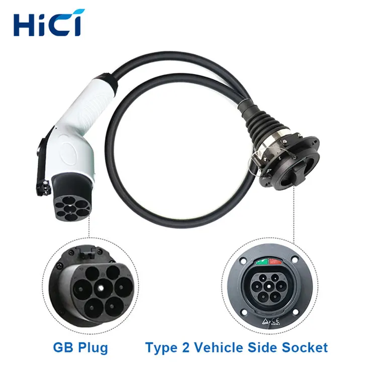 HICI Type 2 to GBT Adapter 3 phase 22kw 1 phase 7kw Type 2 to GBT EV charging adapter converter for GBT Car