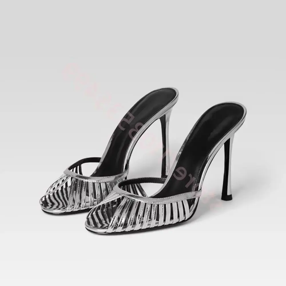 

Летние пикантные женские тапочки с открытым носком, новинка 2023 года, однотонные модные подиумные тапочки без шнуровки, уличные повседневные туфли на шпильке