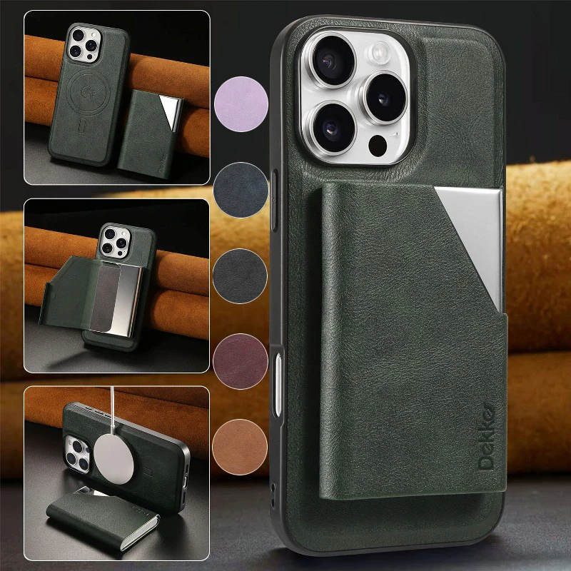 

Detachable Magnetic Cards Box Phone Case For iPhone 16 Pro Max 15 Plus 14 13 Pro 12 Solid Color Phone Cover