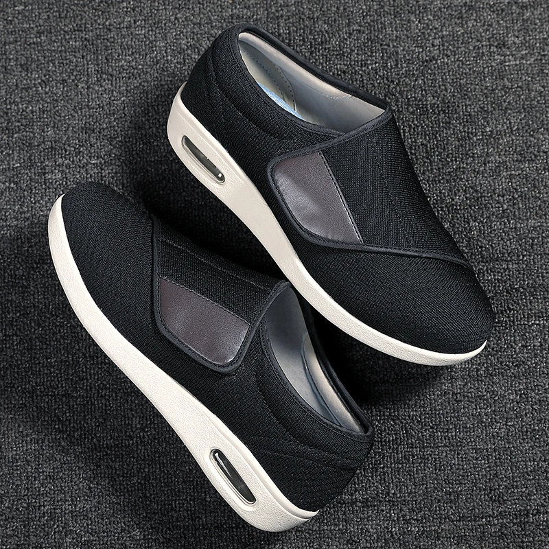 Walking Shoes Men Diabetic Shoes Elderly Casual Solid Color Flat Shoes Oldmen Soft Comfortable Sneakers Plus Size