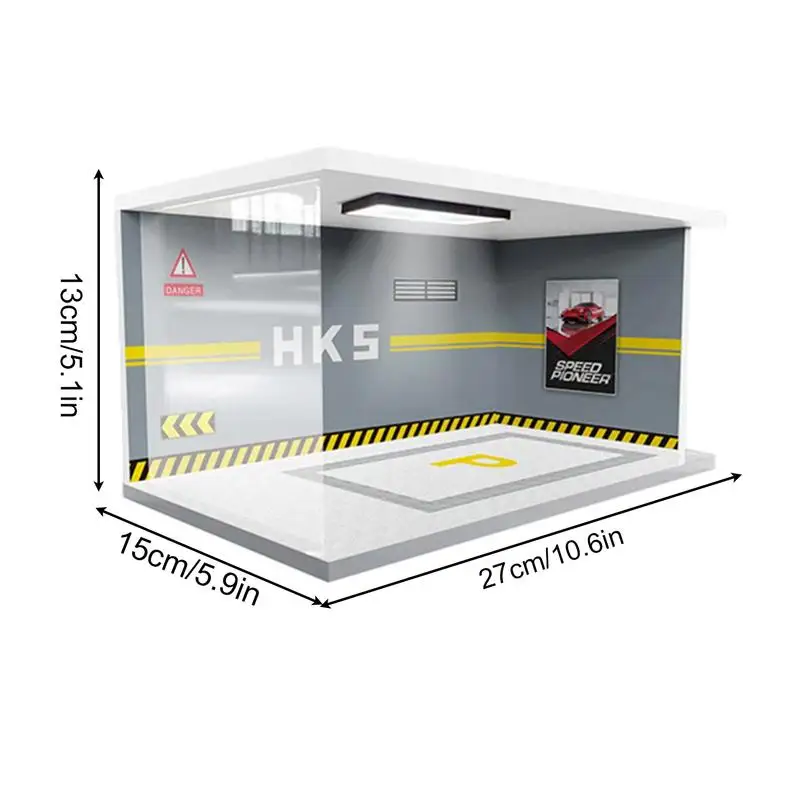 Car Garage Display Case Models Collector Light Up Display Stand Car Show Case Garage Scene Model Exquisite Car Parking Garage