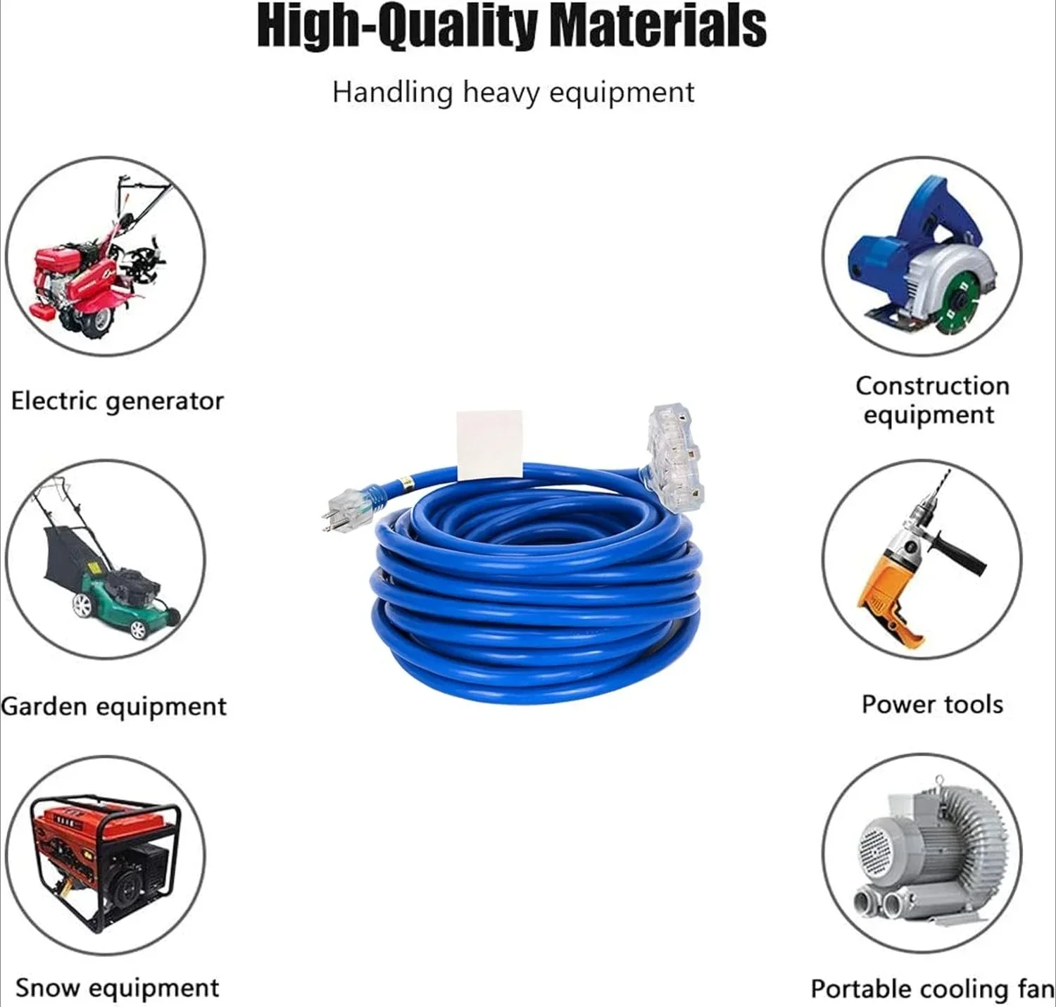 

50ft 10-Gauge Heavy Duty 3-Outlet Indoor/Outdoor Extension Cord,Grounded 15-Amp Three-Prong Power-Cord with The End Light Up