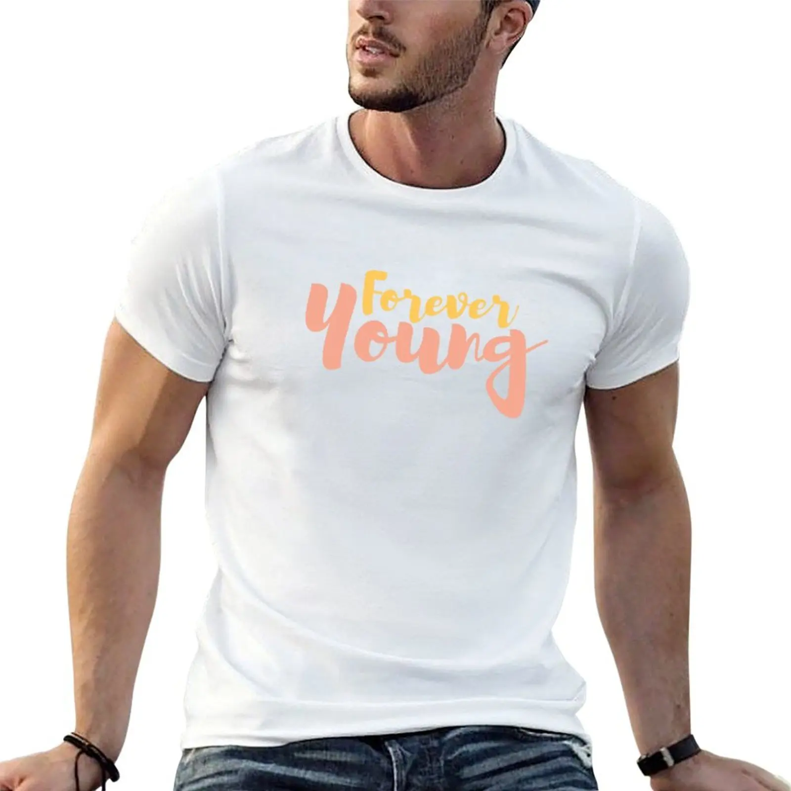 Forever young T-Shirt cute tops anime stuff shirts men graphic