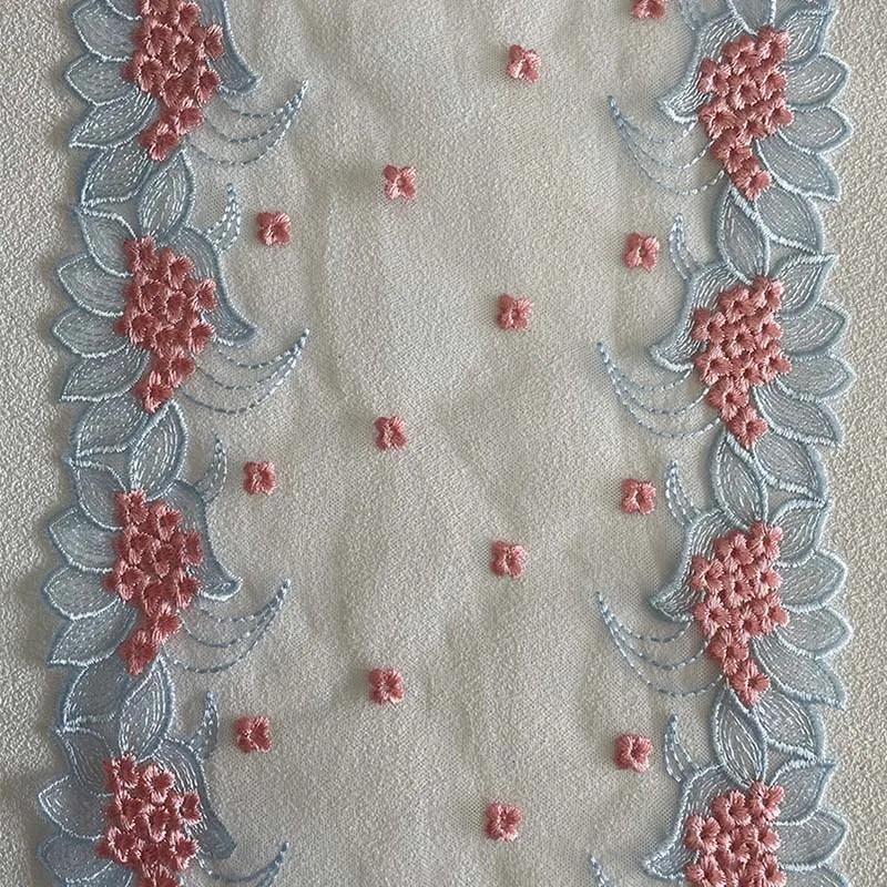 

20Yards Emboridery Lace Trim DIY Lingerie Fabrics Materials Pink Mesh Embroidered Lace for Clothing Sewing Crafts Accessory 2025