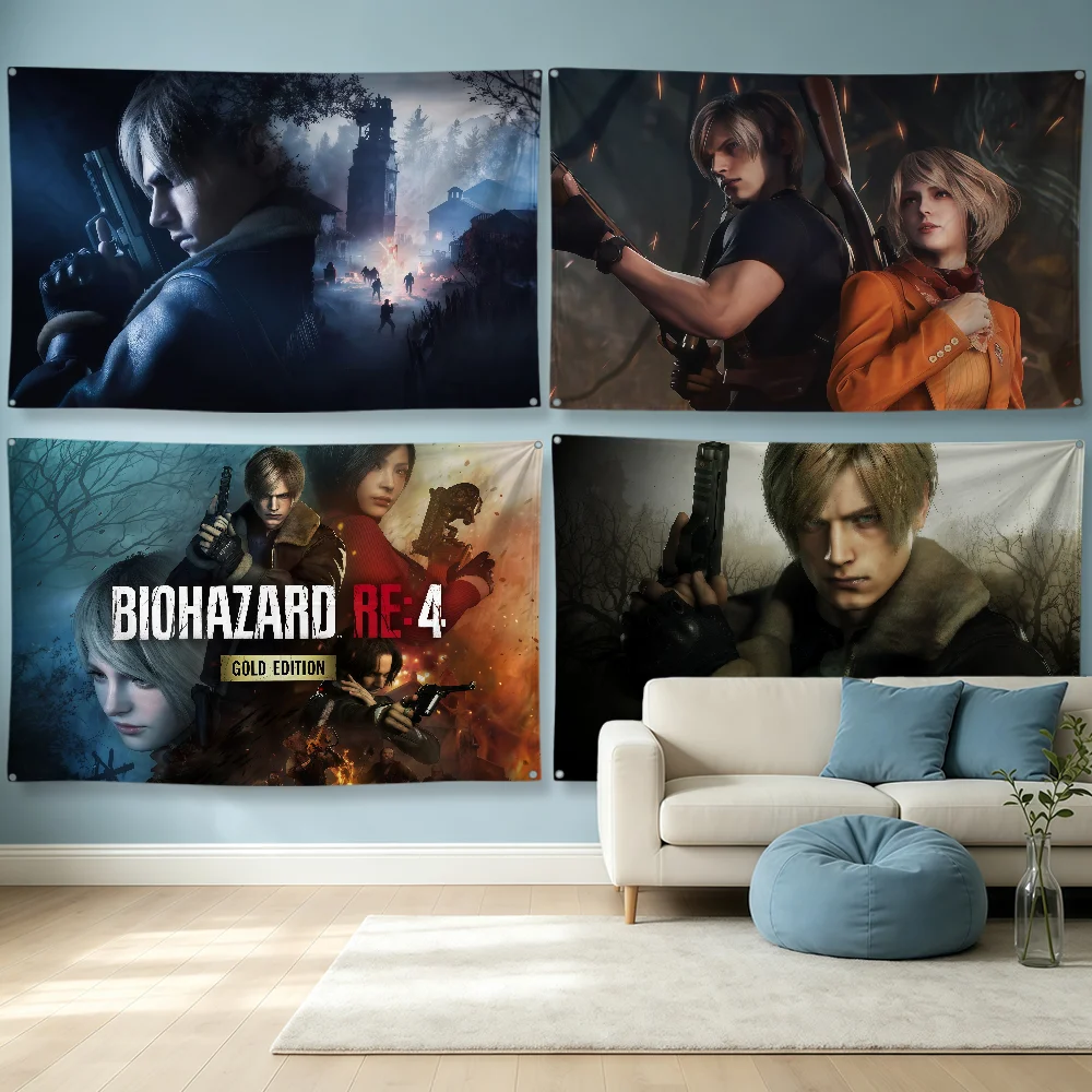 GAME E-Evils Cool R-Resident 4 Flag Polyester Banner Flags For Party Club Outdoor Interior Wall Paper Decoration Banner Gift