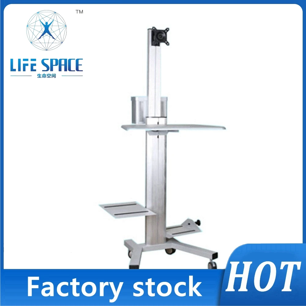 Manufacturer Medical Computer Standing Desk Cart Functional Hospital Workstation Trolley with Adjustable Display Installing Set