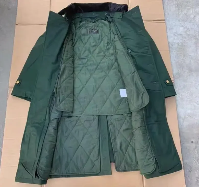 Chinese Olive Green Coat Men Winter Long Thick Informal Soldier