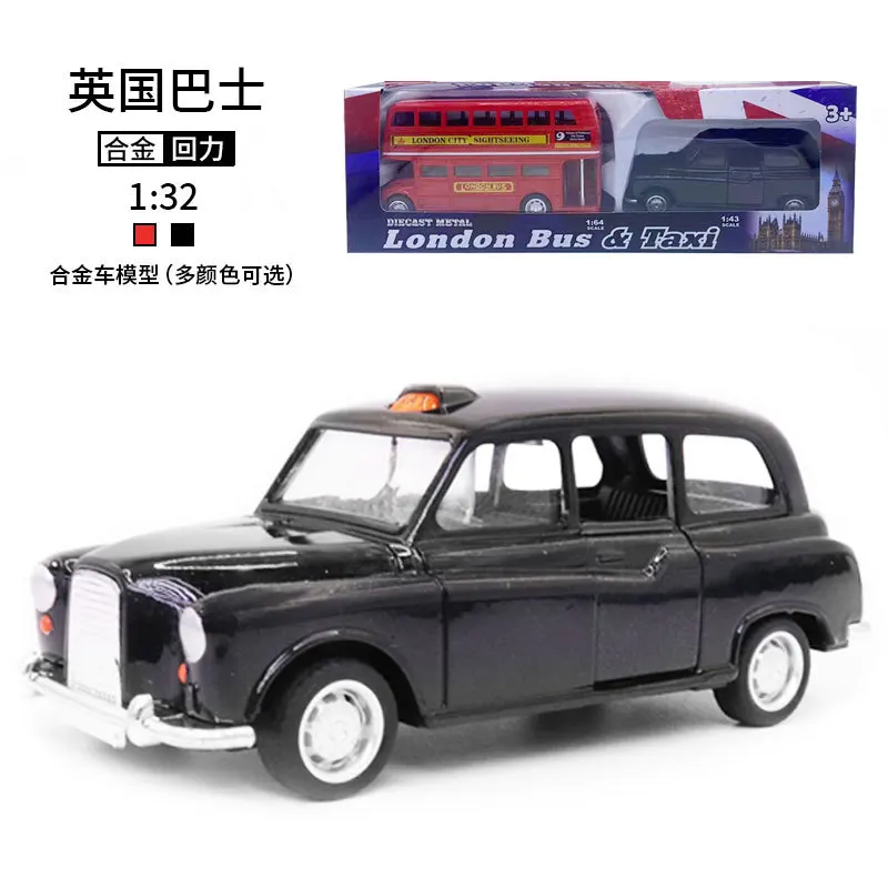 

1:32 Scale Diecast London Taxi & Bus Model Set with Pull-Back Mechanism Collectible Gift for Travel Enthusiasts