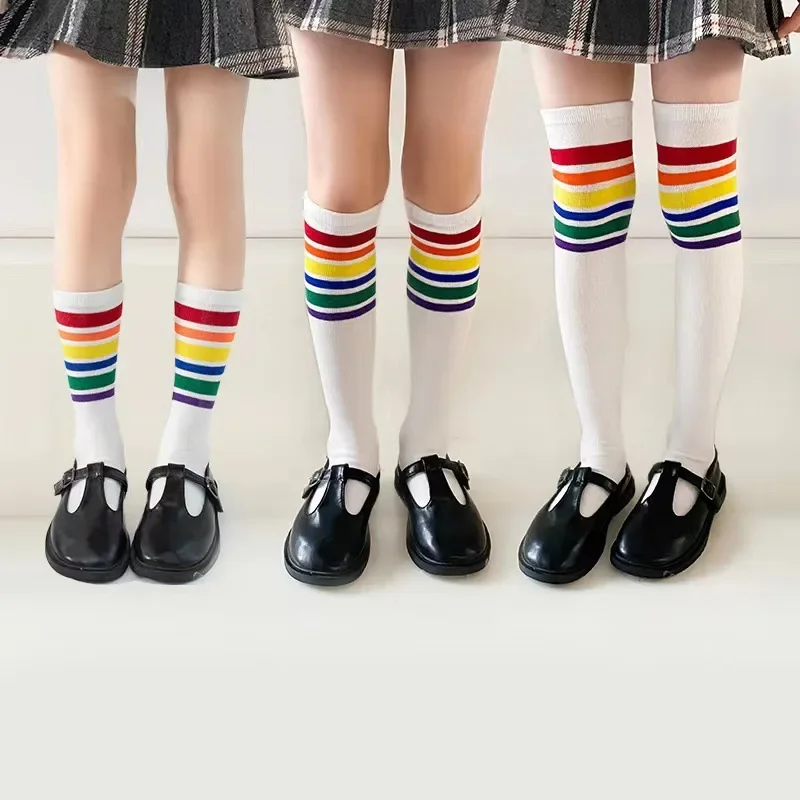 

Носки для девочек от 3 до 12 лет, хлопковые длинные хлопковые чулки с надписью «Любовь», гетры до середины икры