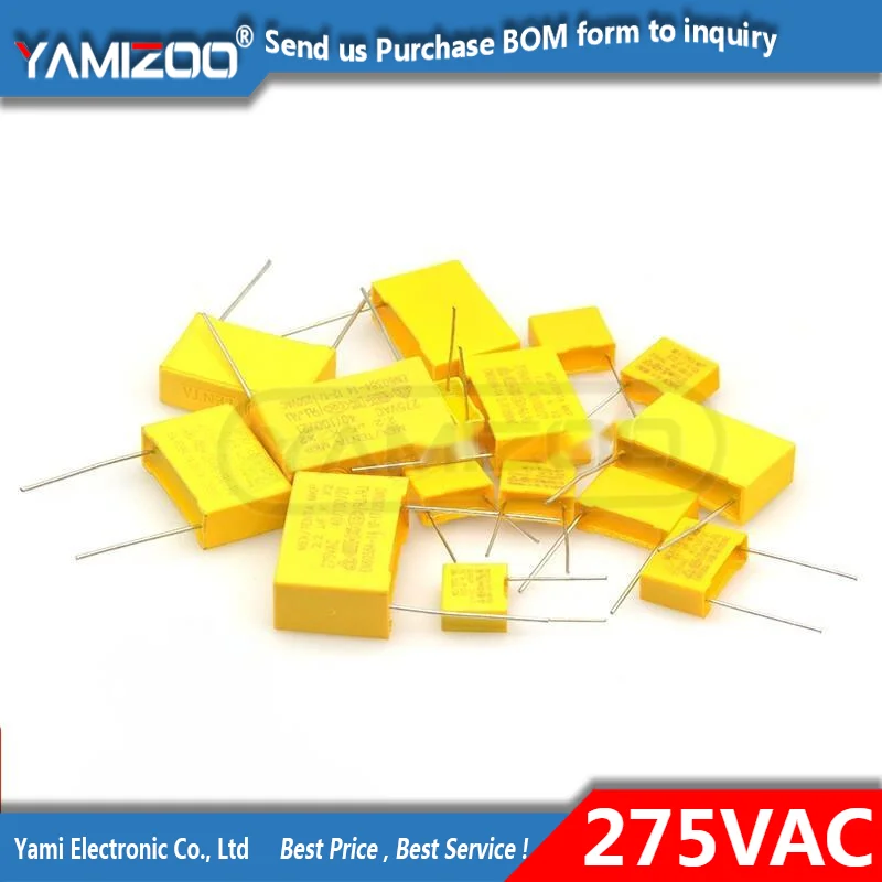 10pcs 275VAC Capacitor X2 Series 0.01UF ~ 2.2UF Polypropylene Film Capacitor New 10nf 100nf 150nf 200nf 680nf 470nf 1UF