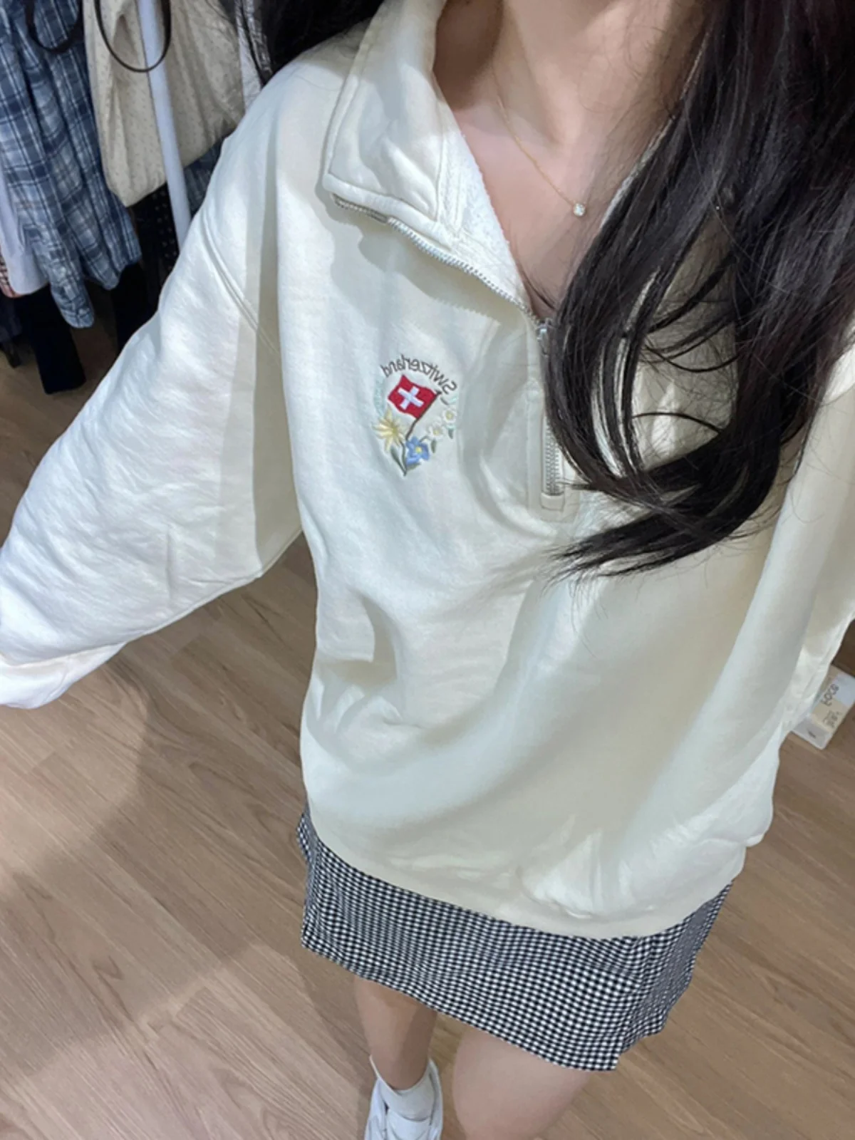 

Женская толстовка American Sle в стиле ретро с молнией и воротником-стойкой, весна-осень, маленький размер BM SXM, новинка 2023 года