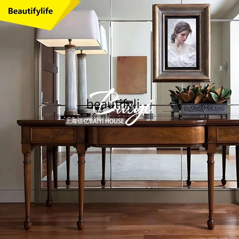 

K185 American Retro Solid Wood Entryway Table for Front Door Ultra Narrow French Style Hallway Entryway Decorative Console Table