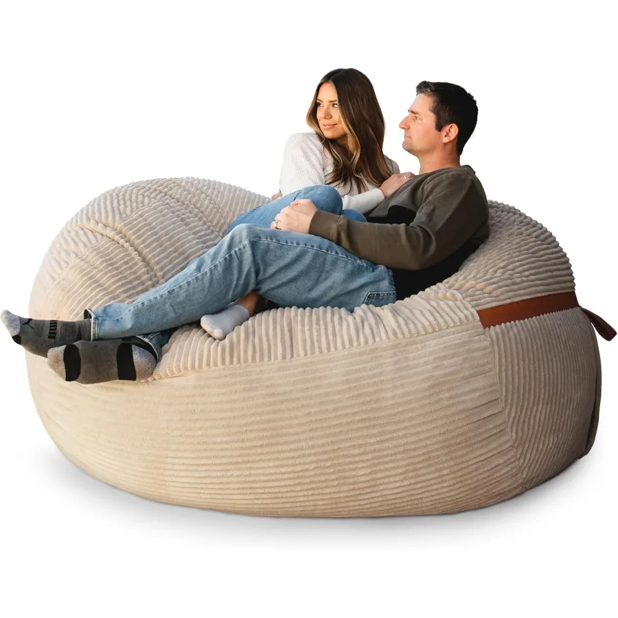 كرسي بين باج عملاق مملوء بالرغوة بطول 6 أقدام مع غطاء قابل للإزالة من القطيفة ذات اللون الأخضر الطحلب لغرفة المعيشة وغرفة النوم أو مساحة الألعاب #1